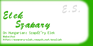 elek szapary business card